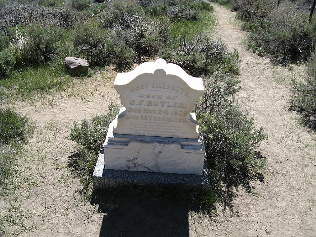 Bodie 30 - Gravestone of Mary Butler age 30 died 1878 - was a hard life at Bodie.JPG
